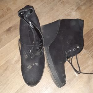 Black Wedge Booties